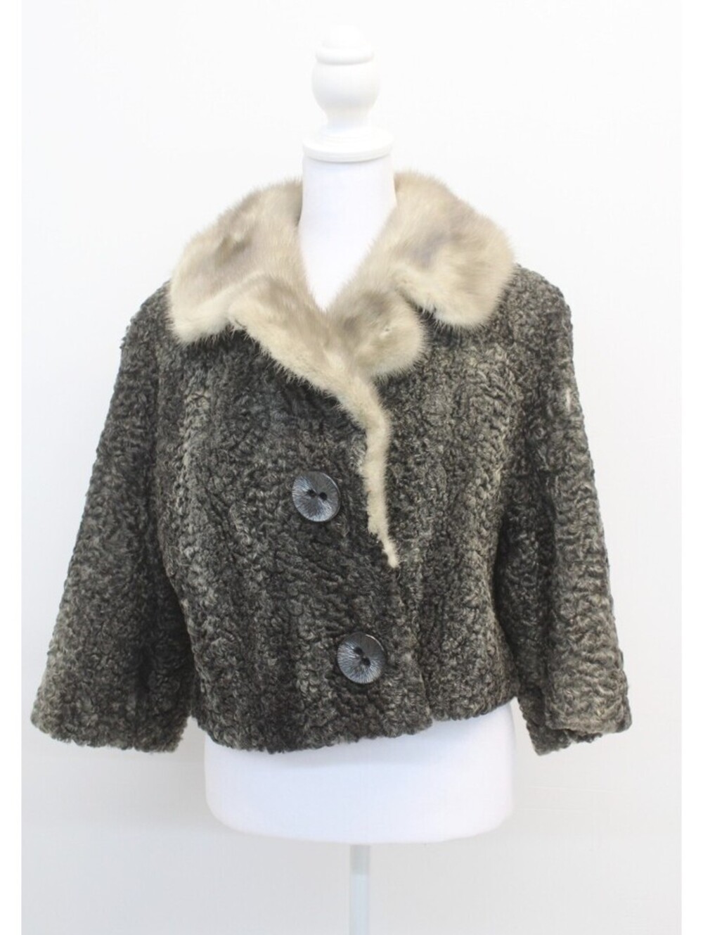 SCRAP ITEM: GRAY LAMB & GRAY MINK COLLAR JACKET COAT WOMEN WOMAN SIZE N/A